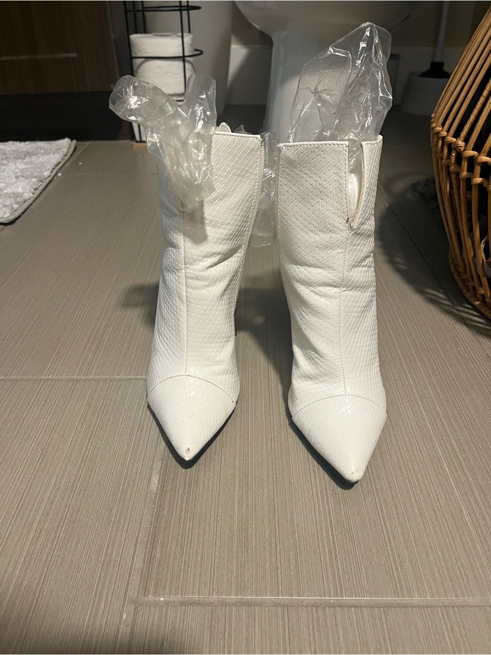 White Pointed Toe Mid-Calf Women's Boots